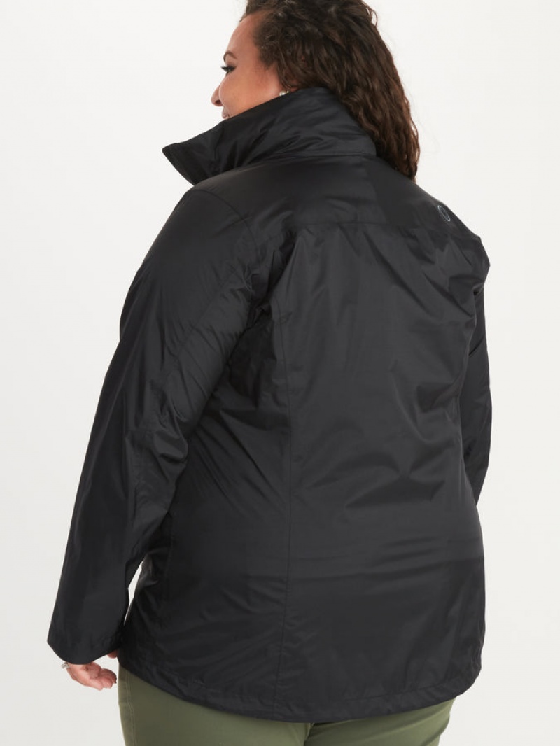 Chaquetas Marmot Precip Eco Plus Mujer Negras | KMAL-74602