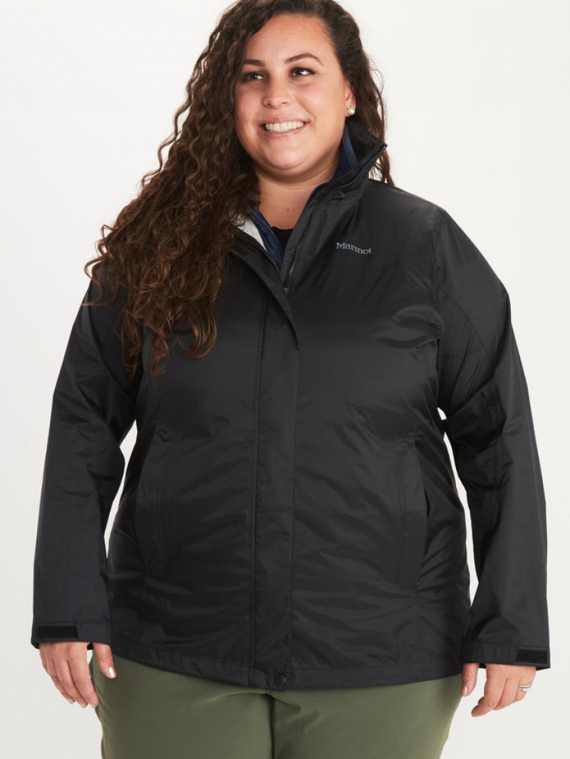 Chaquetas Marmot Precip Eco Plus Mujer Negras | KMAL-74602