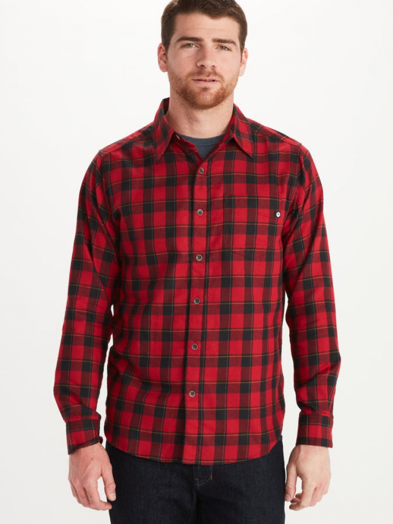 Tops Marmot Bodega Ligeros Flannel Hombre Rojas | CEYB-60345