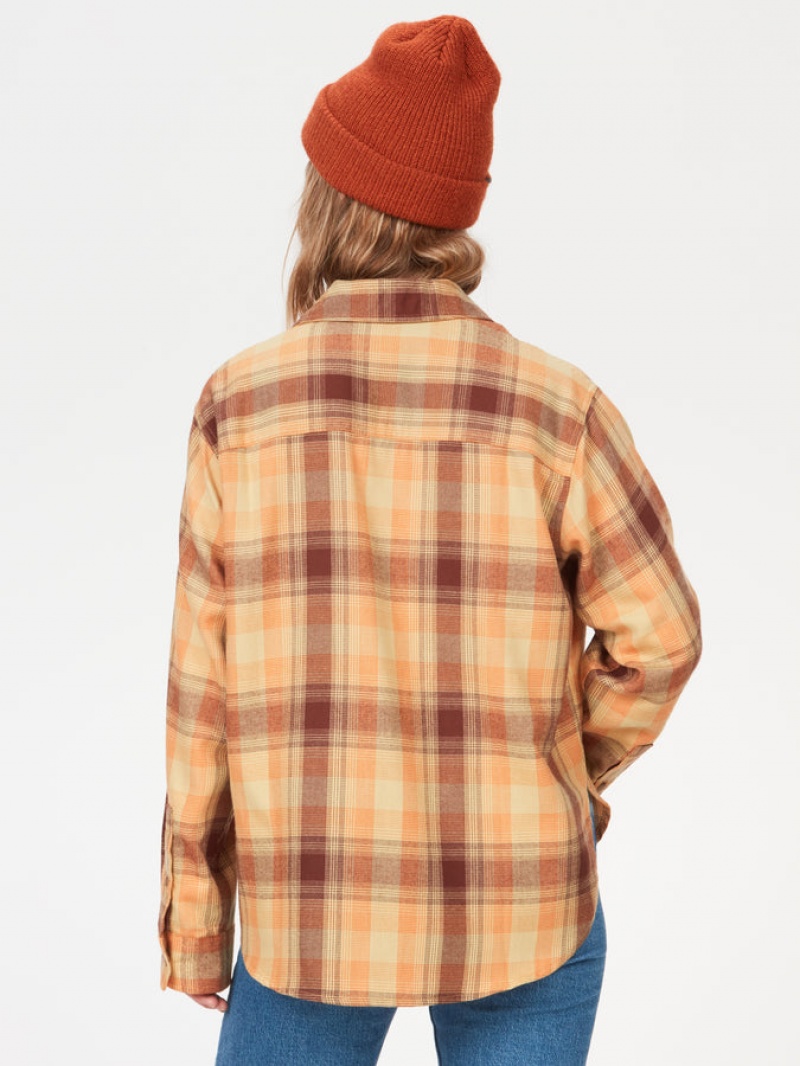 Tops Marmot Fairfax Ligeros Boyfriend Flannel Mujer Marrones | GKIU-43258