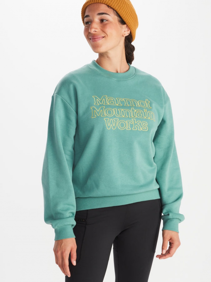 Tops Marmot Mountain Works Boxy Crewneck Mujer Chocolate | SPYI-56847