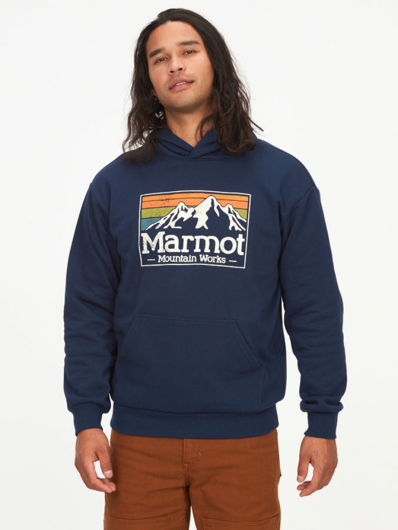 Tops Marmot Mountain Works Gradient Hombre Azul Marino | HPXY-46820